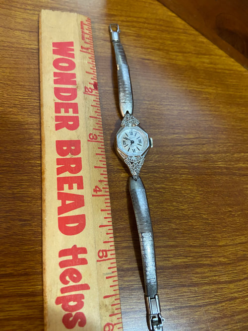 Silver hexagon face watch